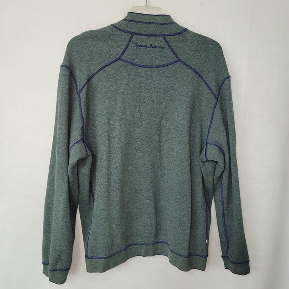 Tommy Bahama Sweater Mens XXL Reversible 1/4 Zip Golf Pullover Blue Green Logo - Picture 10 of 14